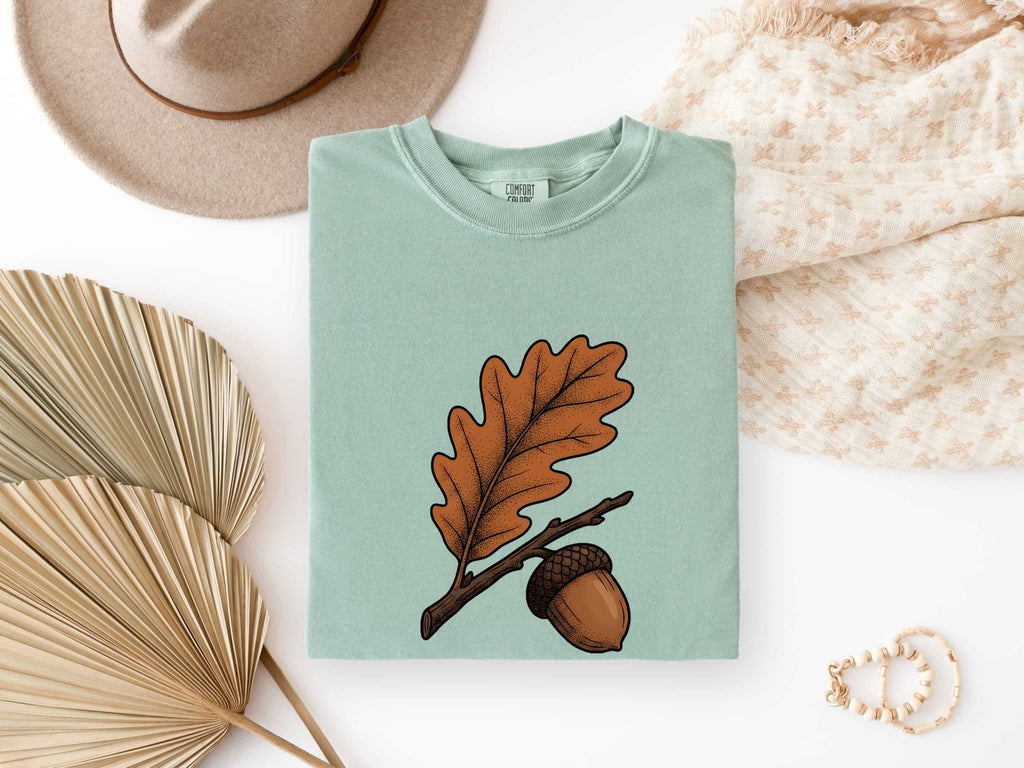 Oak Leaf and Acorn Shirt, Fall Nature Tee, Autumn Botanical Tee