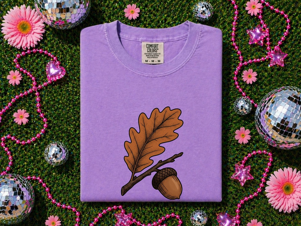 Oak Leaf and Acorn Shirt, Fall Nature Tee, Autumn Botanical Tee