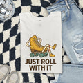 Just Roll With It Shirt, Funny Roller Skate Tee, Retro Skater Graphic Tee