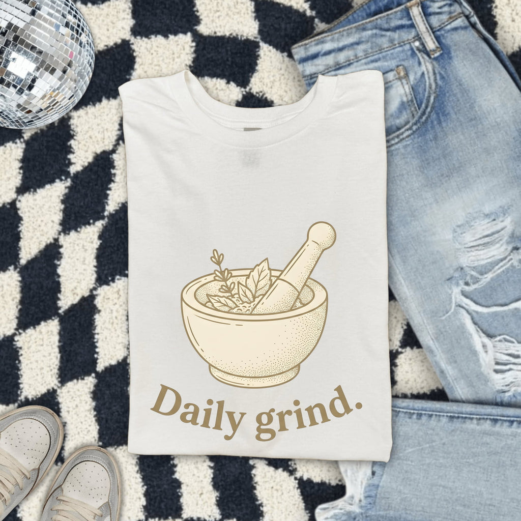 Daily Grind Mortar and Pestle Shirt, Herbalist Tee, Botanical Graphic Tee