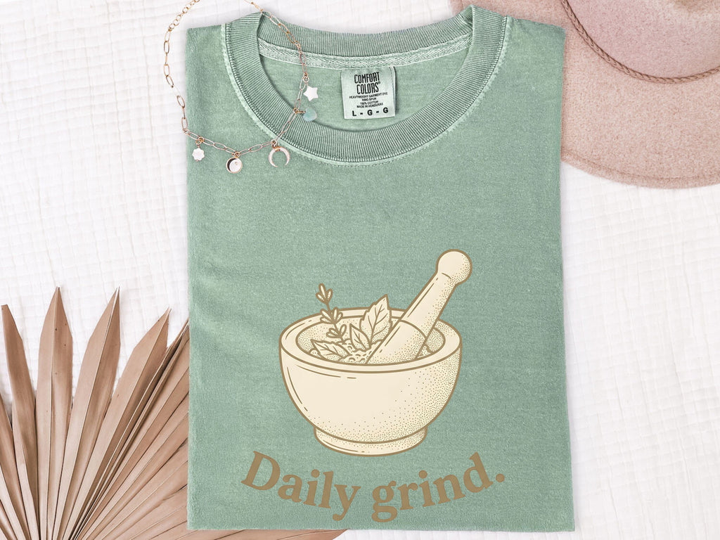 Daily Grind Mortar and Pestle Shirt, Herbalist Tee, Botanical Graphic Tee