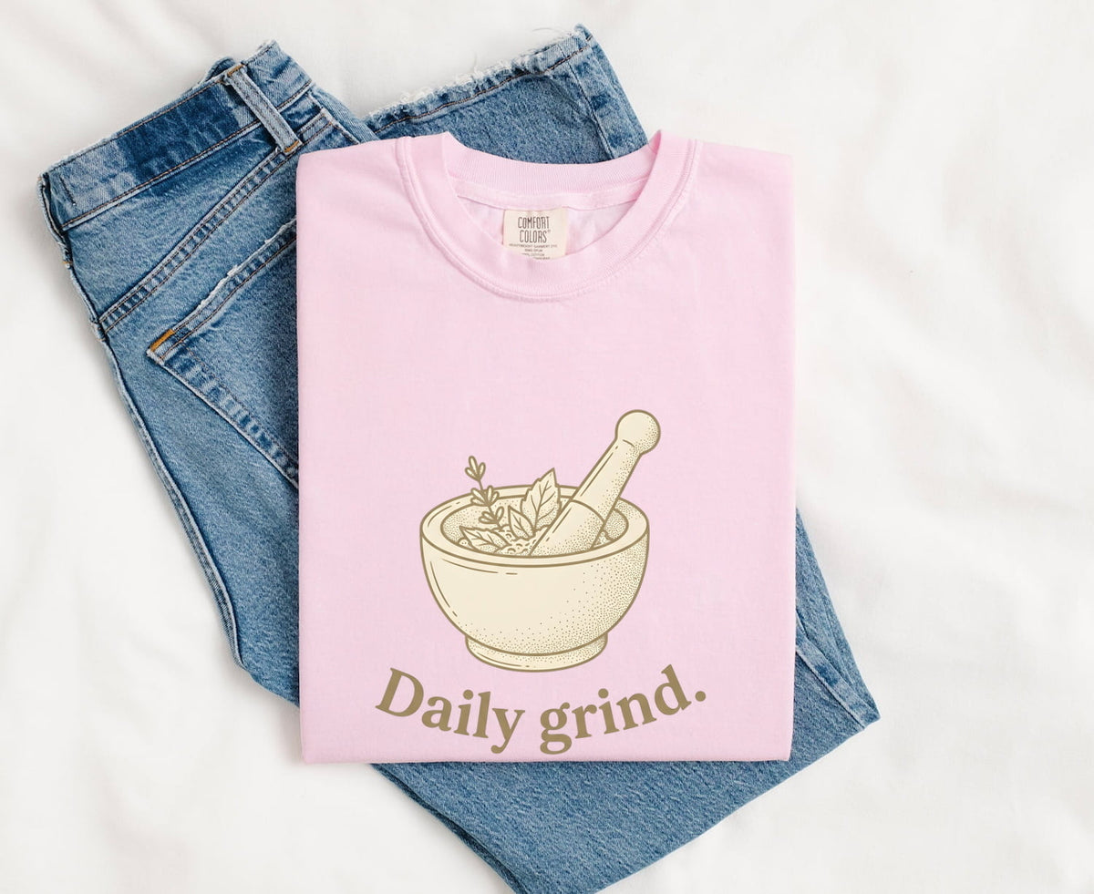 Daily Grind Mortar and Pestle Shirt, Herbalist Tee, Botanical Graphic Tee