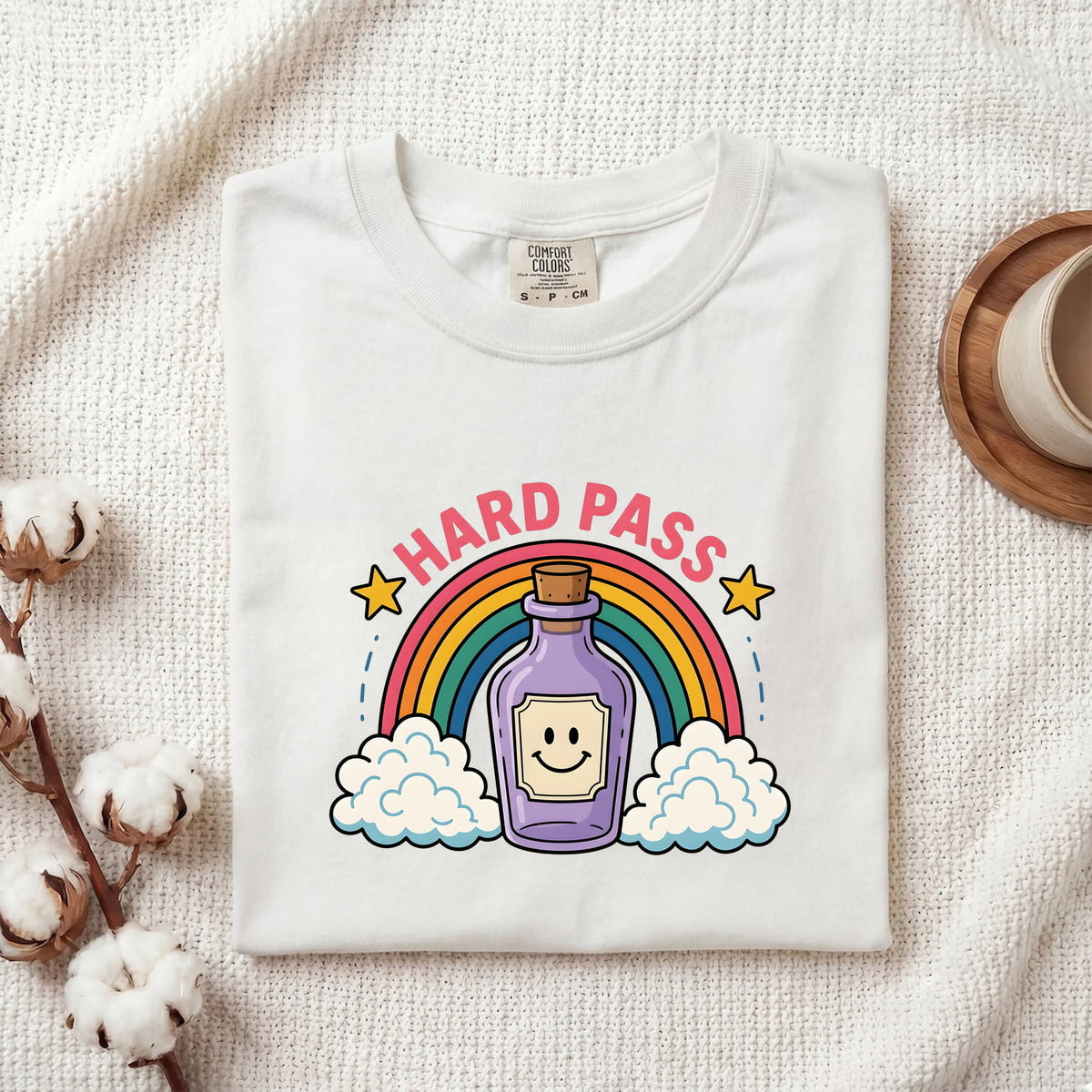 Hard Pass Funny Shirt, Cute Potion Bottle Tee, Rainbow Graphic Tee