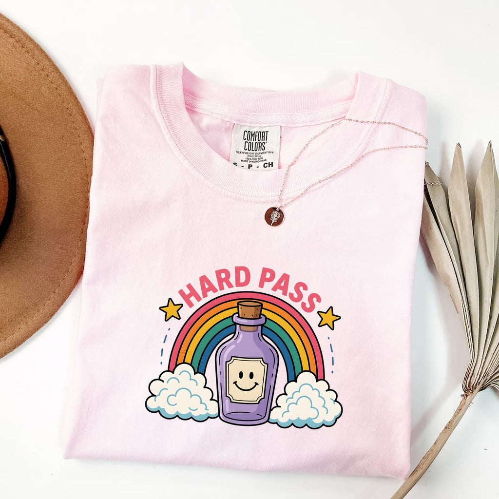 Hard Pass Funny Shirt, Cute Potion Bottle Tee, Rainbow Graphic Tee
