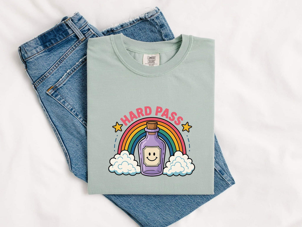 Hard Pass Funny Shirt, Cute Potion Bottle Tee, Rainbow Graphic Tee