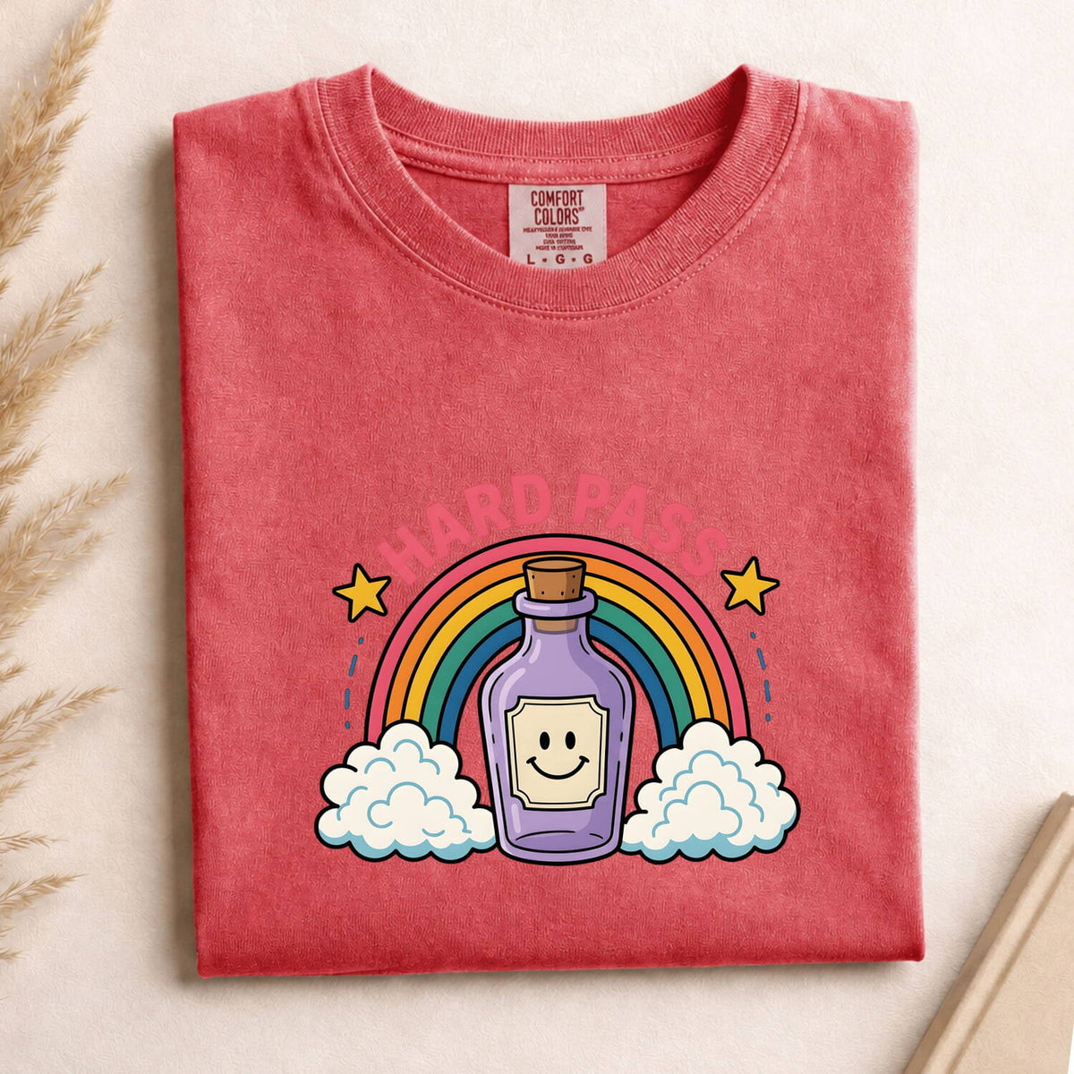 Hard Pass Funny Shirt, Cute Potion Bottle Tee, Rainbow Graphic Tee