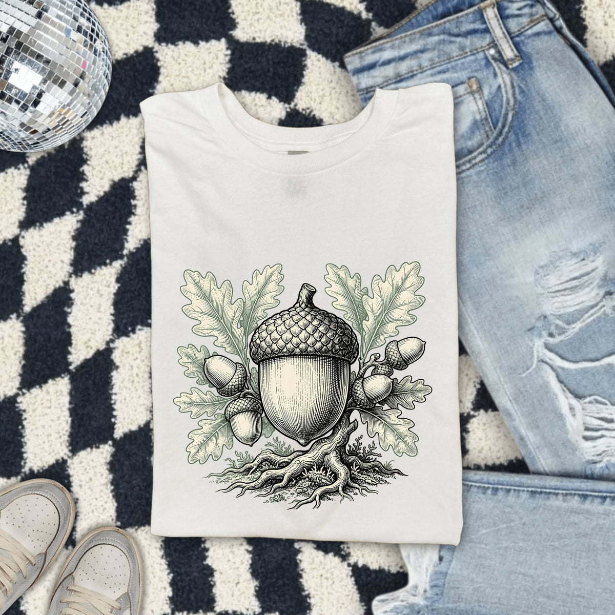 Acorn Shirt – Vintage Botanical Graphic Tee – Oak Leaf Nature Tee – Woodland Lover Gift