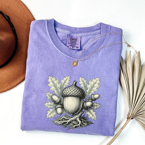 Acorn Shirt – Vintage Botanical Graphic Tee – Oak Leaf Nature Tee – Woodland Lover Gift