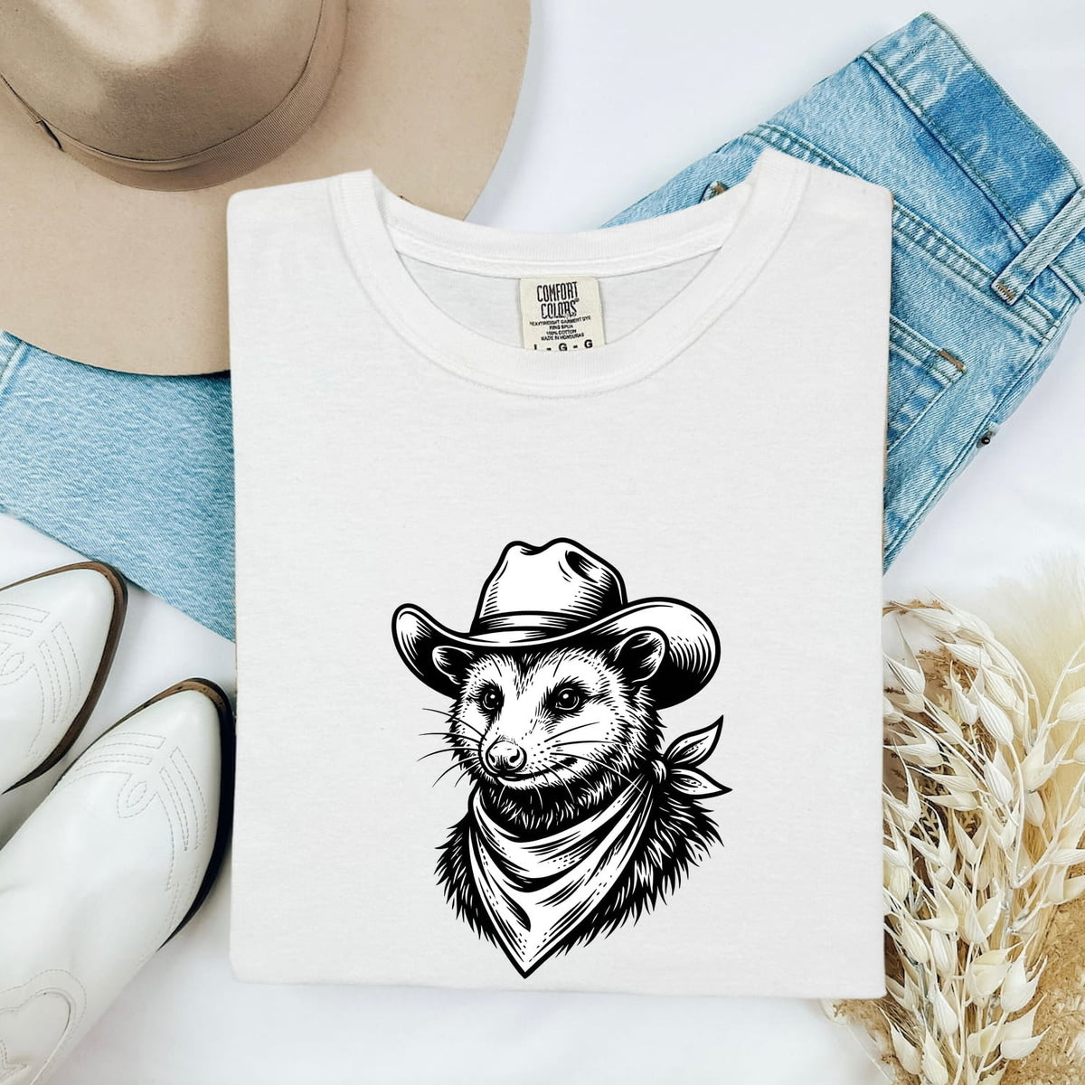 Cowboy Possum Shirt, Funny Opossum Tee, Western Animal Tee