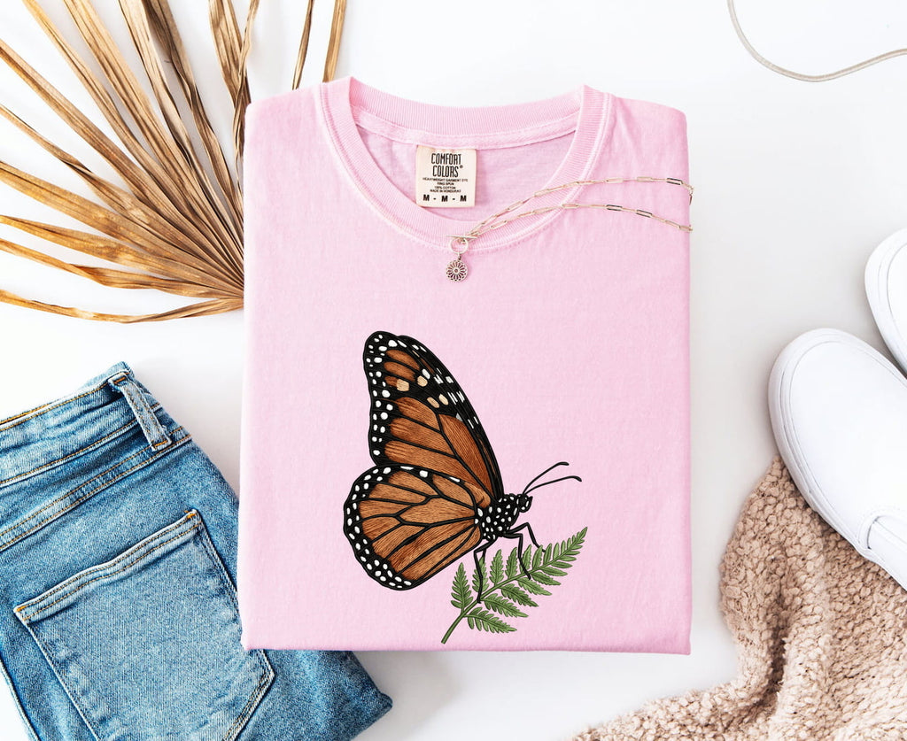 Monarch Butterfly Shirt, Botanical Butterfly Tee, Nature Lover Tee
