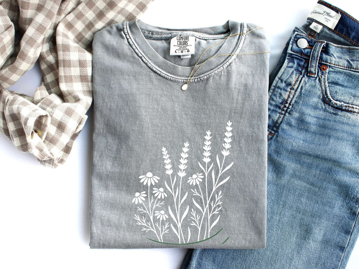Black Cat Floral Shirt, Cat Lover Tee, Botanical Cat Tee