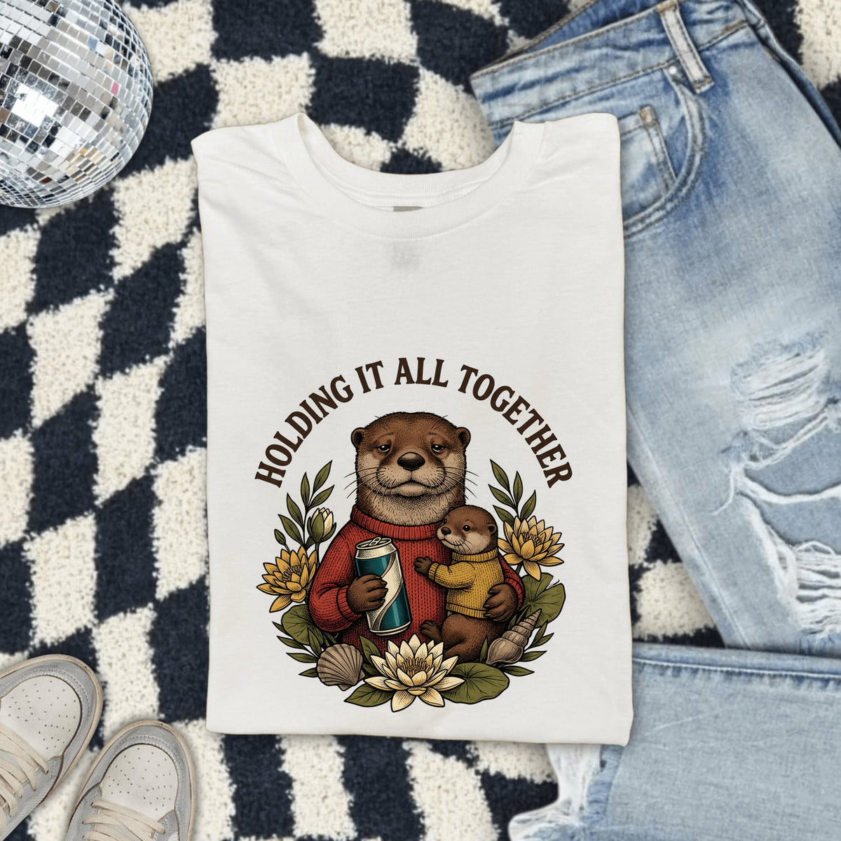 Funny Otter Couple Shirt, Holding It All Together Tee, Cute Otter Tee