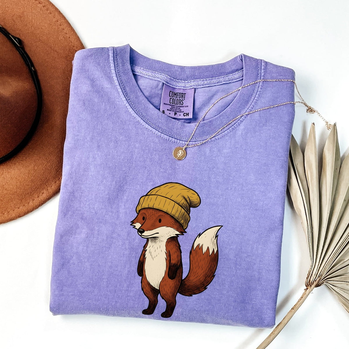 Cute Fox Shirt, Fox in Beanie Graphic Tee, Woodland Animal Tee