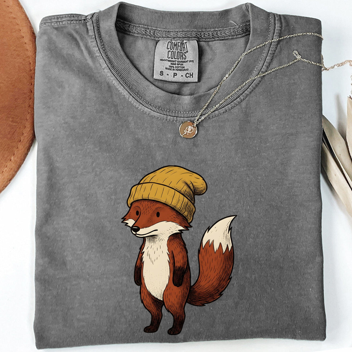 Cute Fox Shirt, Fox in Beanie Graphic Tee, Woodland Animal Tee