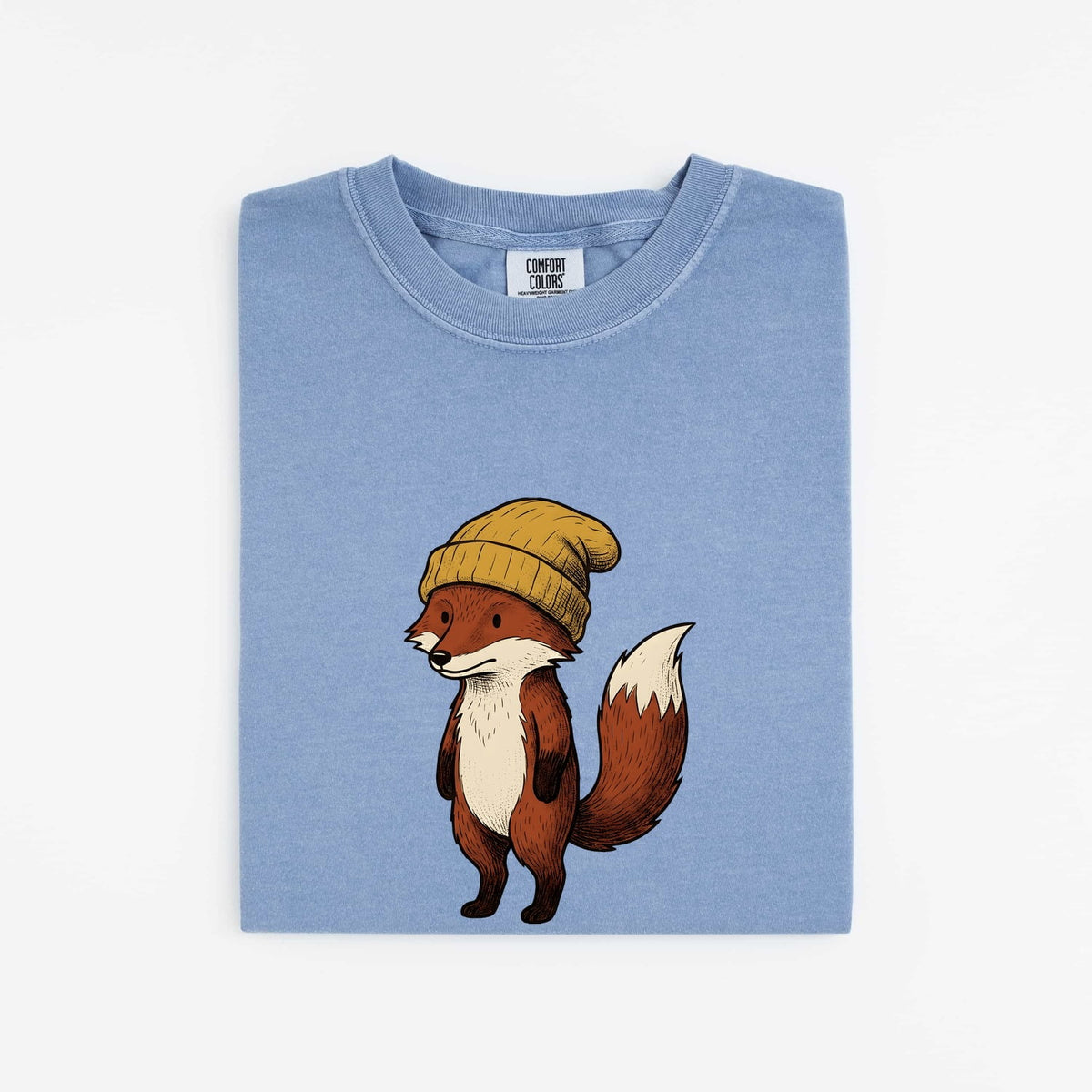 Cute Fox Shirt, Fox in Beanie Graphic Tee, Woodland Animal Tee