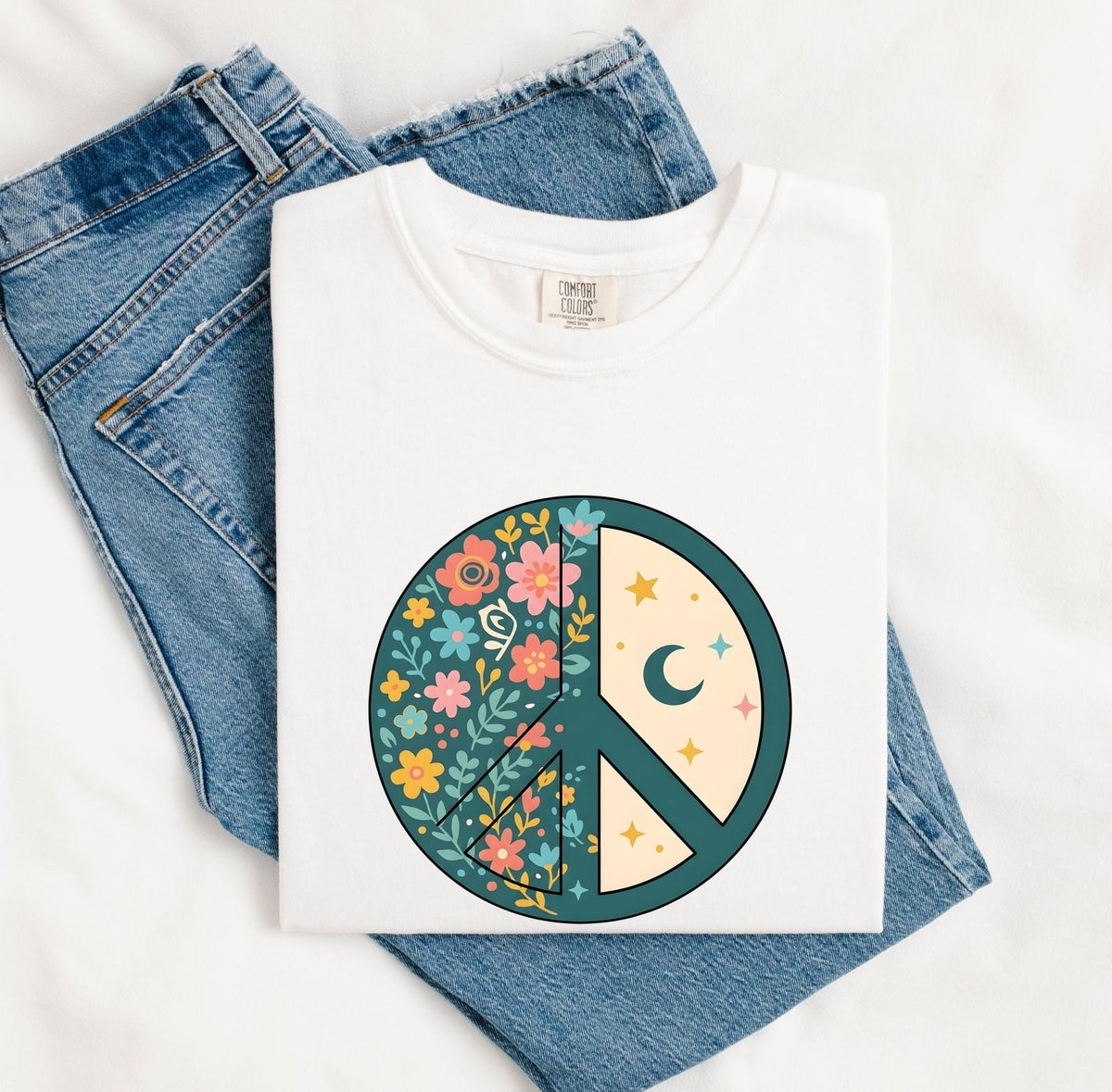 Peace Sign Shirt, Floral Peace Graphic Tee, Boho Hippie Tee