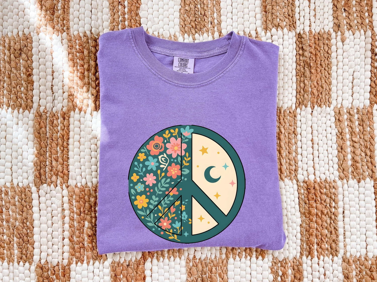 Peace Sign Shirt, Floral Peace Graphic Tee, Boho Hippie Tee