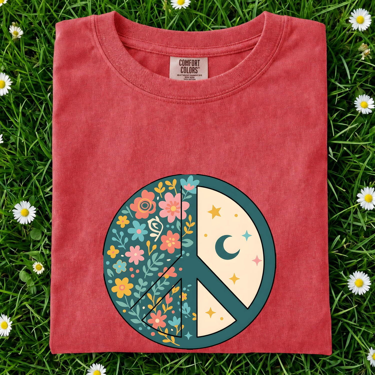 Peace Sign Shirt, Floral Peace Graphic Tee, Boho Hippie Tee