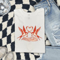 Swallow Bird Shirt, Love Birds Graphic Tee, Romantic Heart Tee