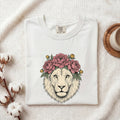 Floral Lion Shirt, Lion with Flower Crown Tee, Feminine Wildlife Tee
