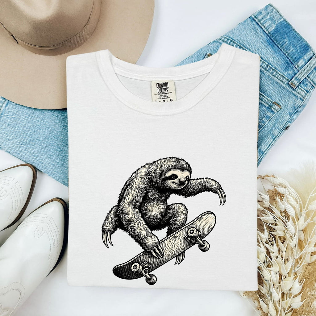 Skateboarding Sloth Shirt, Funny Sloth Tee, Skater Graphic Tee