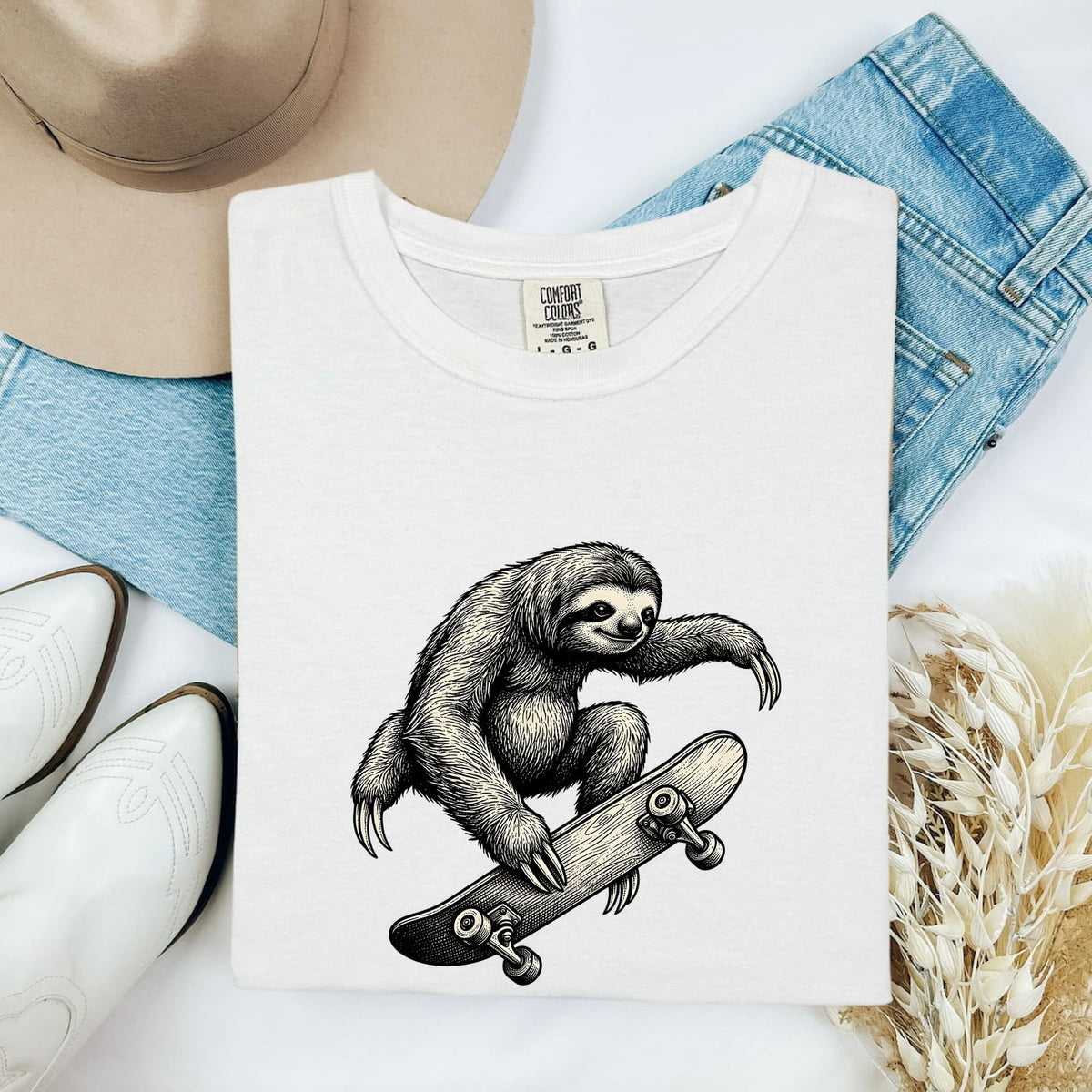 Skateboarding Sloth Shirt, Funny Sloth Tee, Skater Graphic Tee