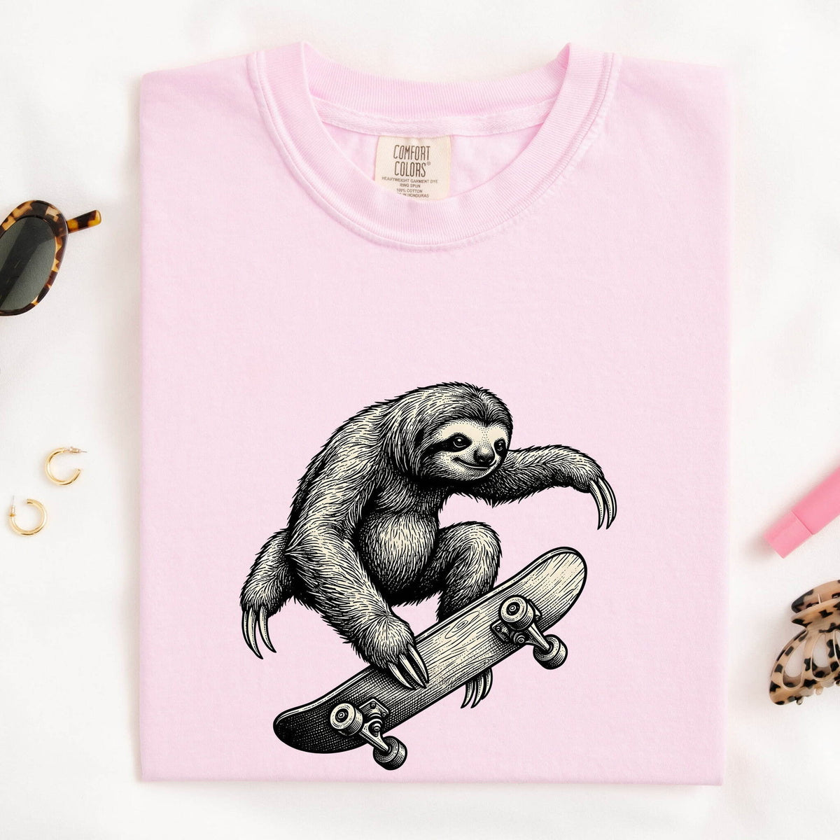 Skateboarding Sloth Shirt, Funny Sloth Tee, Skater Graphic Tee