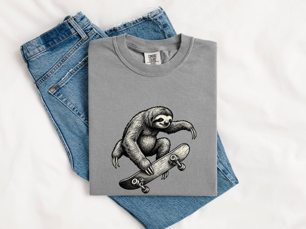 Skateboarding Sloth Shirt, Funny Sloth Tee, Skater Graphic Tee