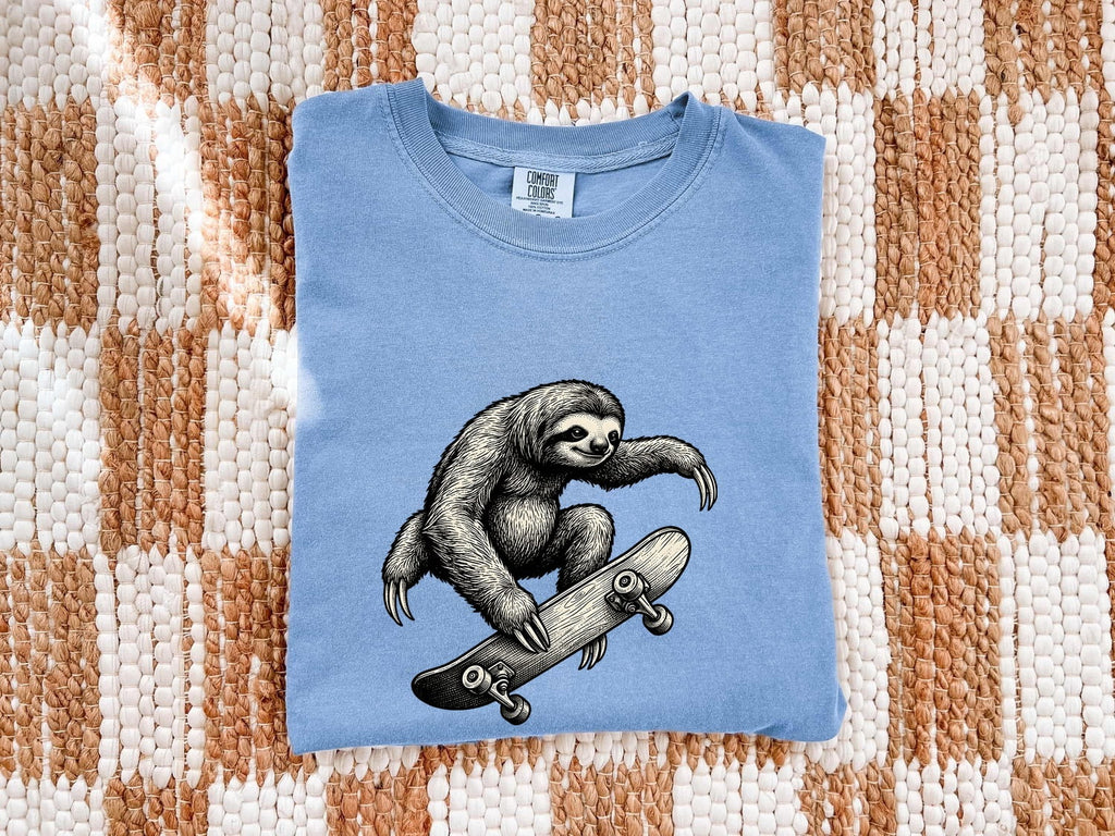 Skateboarding Sloth Shirt, Funny Sloth Tee, Skater Graphic Tee