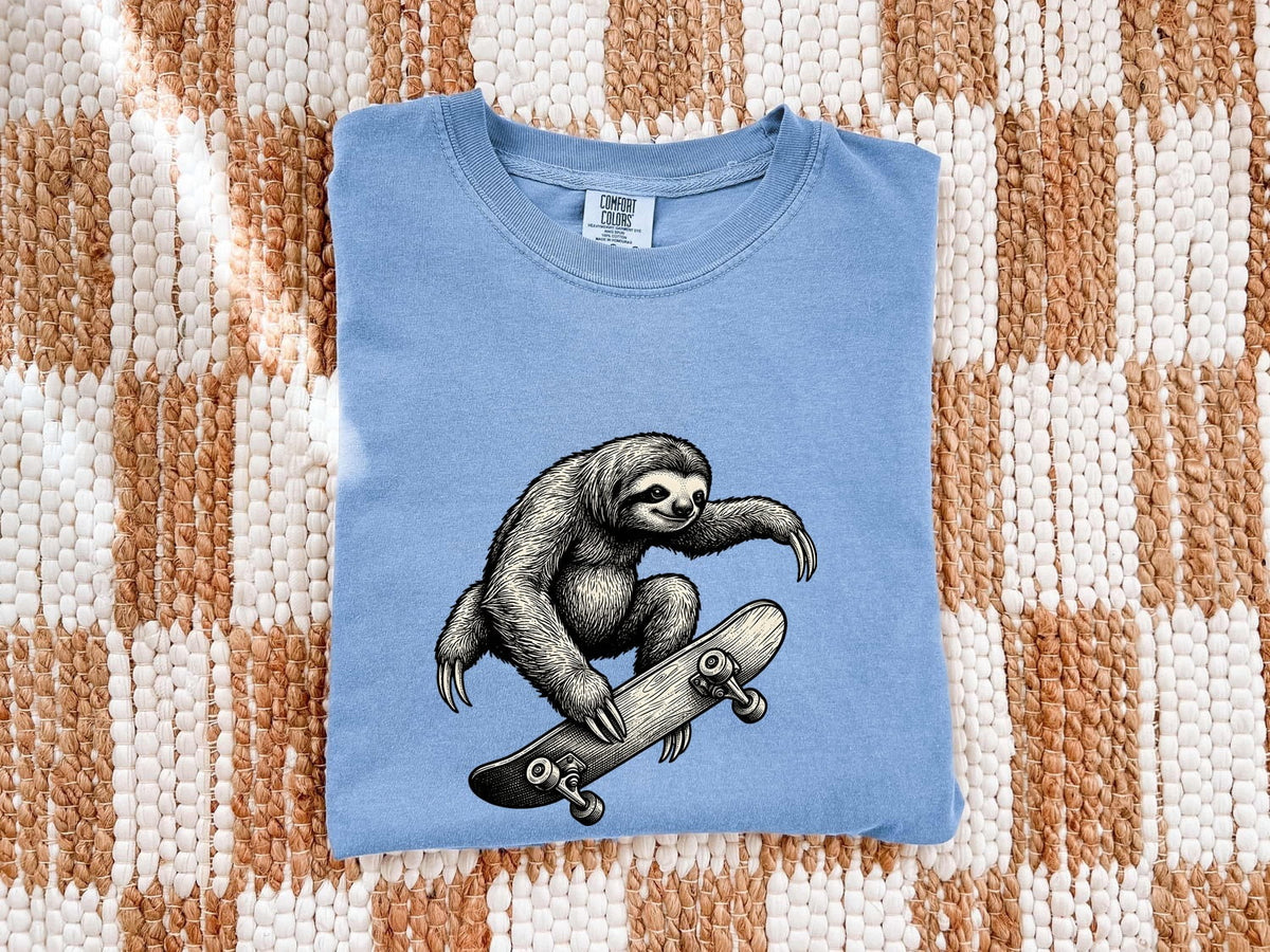 Skateboarding Sloth Shirt, Funny Sloth Tee, Skater Graphic Tee