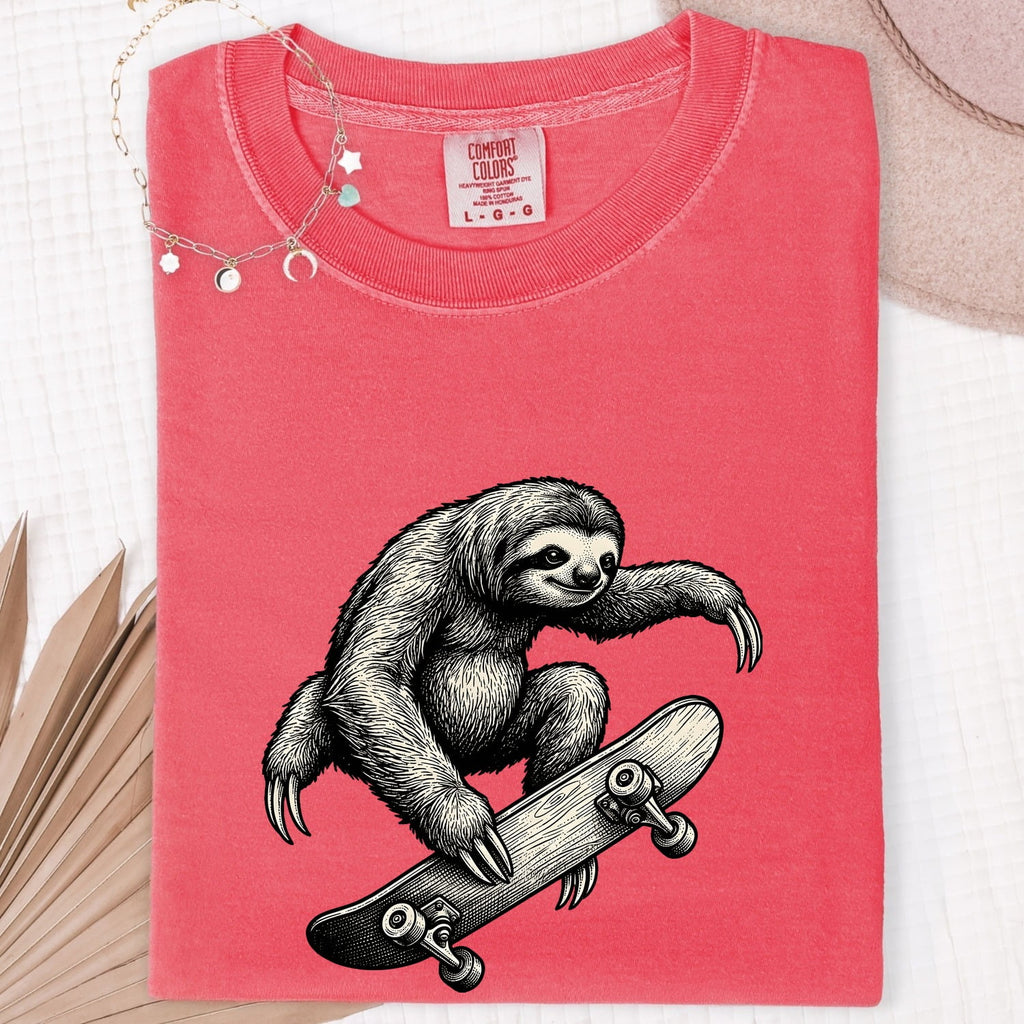 Skateboarding Sloth Shirt, Funny Sloth Tee, Skater Graphic Tee
