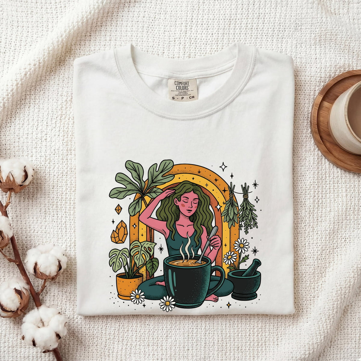 Herbal Tea Shirt, Plant Lover Tee, Boho Woman Graphic Tee