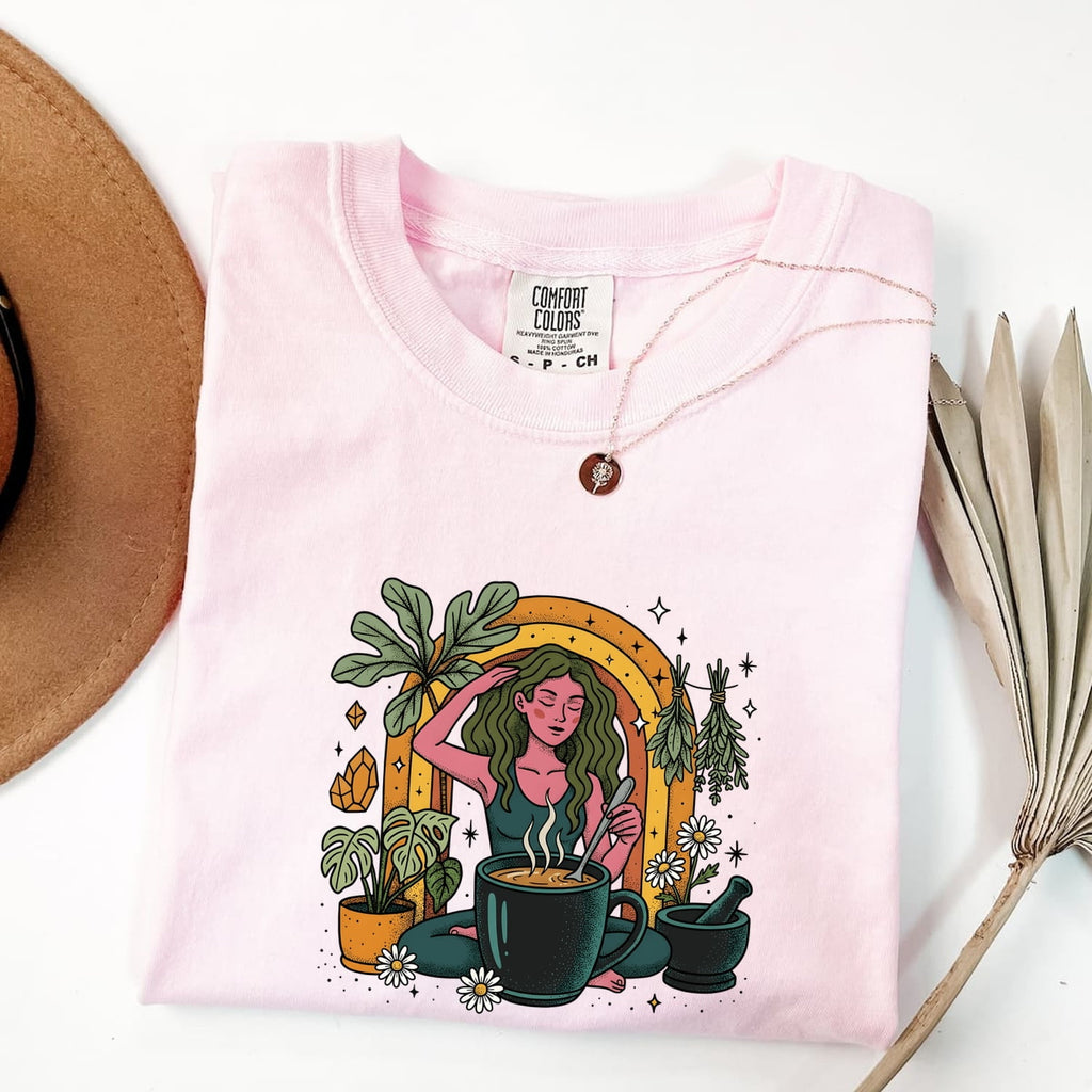 Herbal Tea Shirt, Plant Lover Tee, Boho Woman Graphic Tee