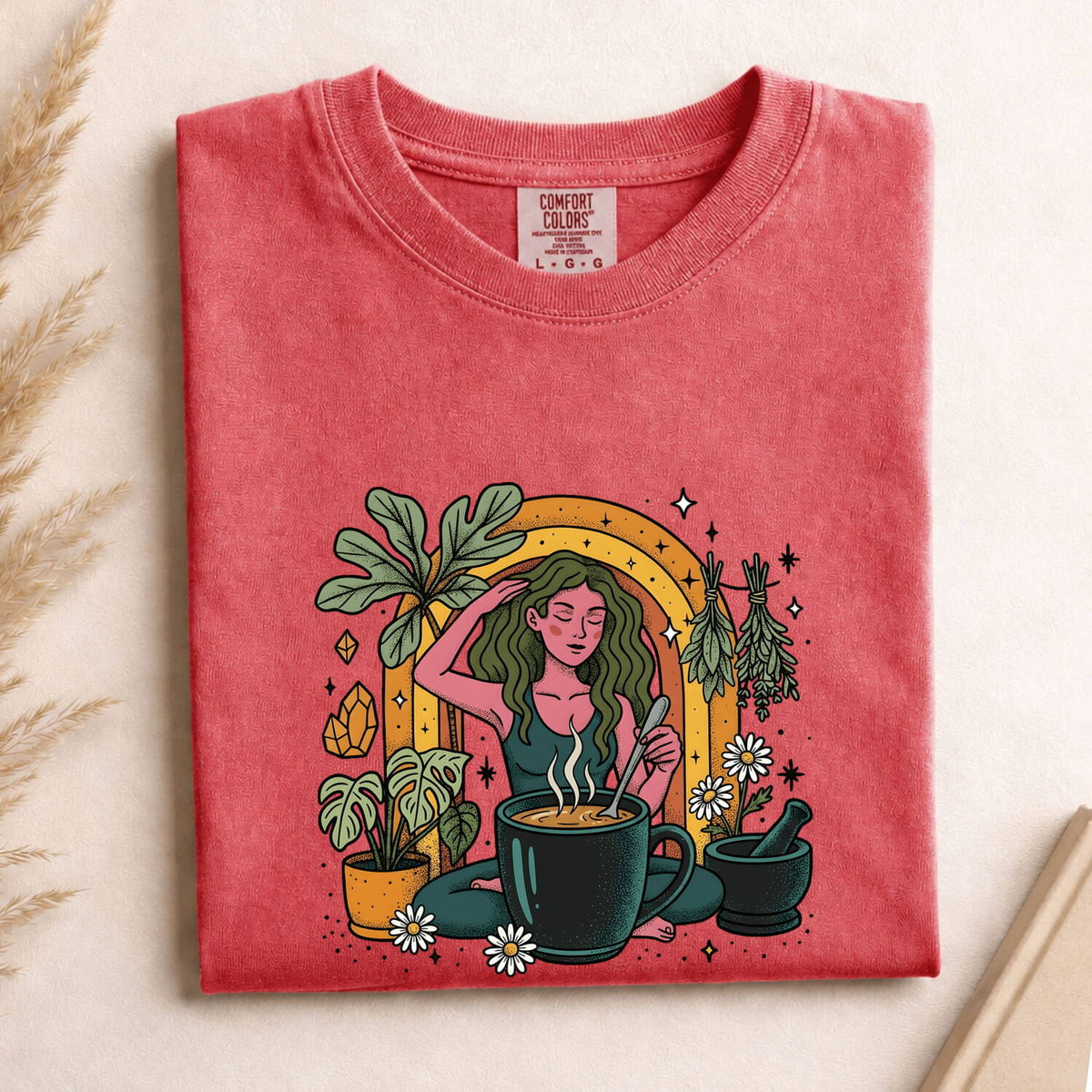 Herbal Tea Shirt, Plant Lover Tee, Boho Woman Graphic Tee