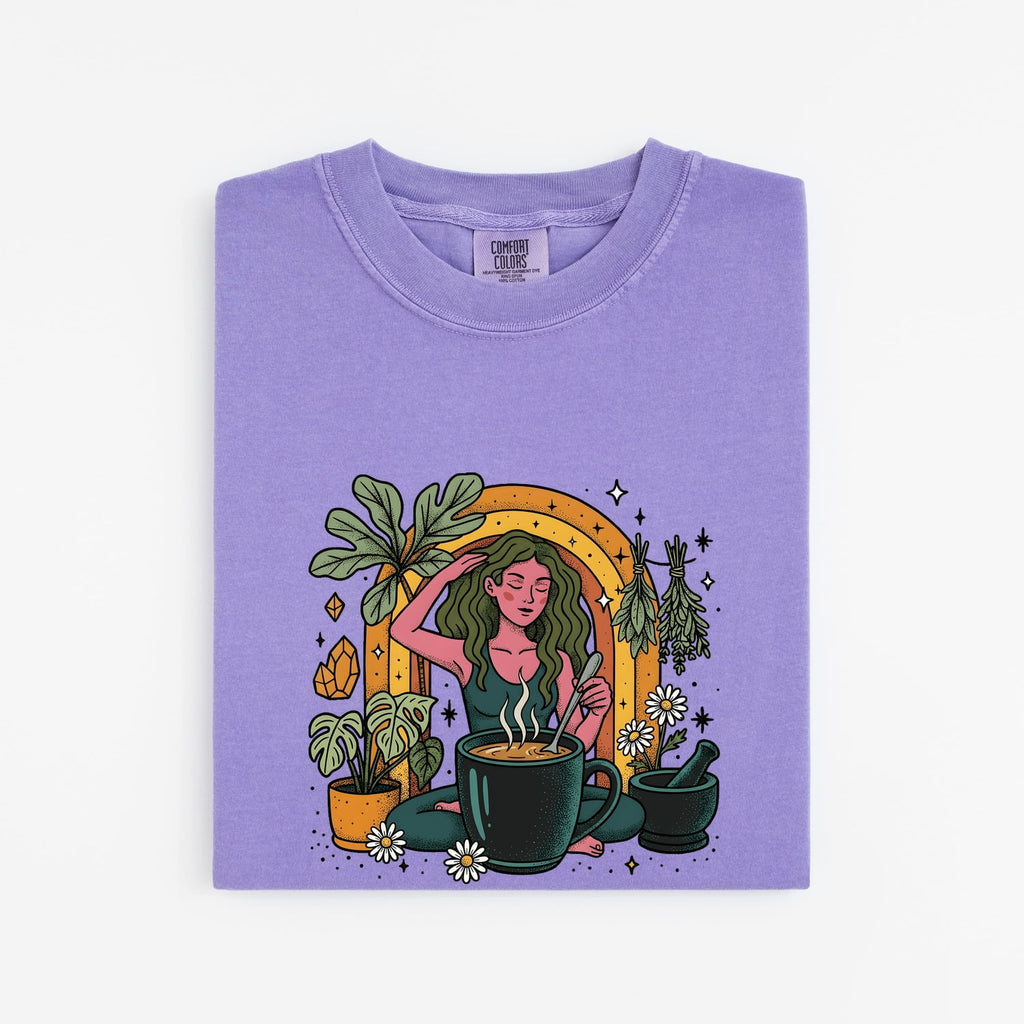 Herbal Tea Shirt, Plant Lover Tee, Boho Woman Graphic Tee