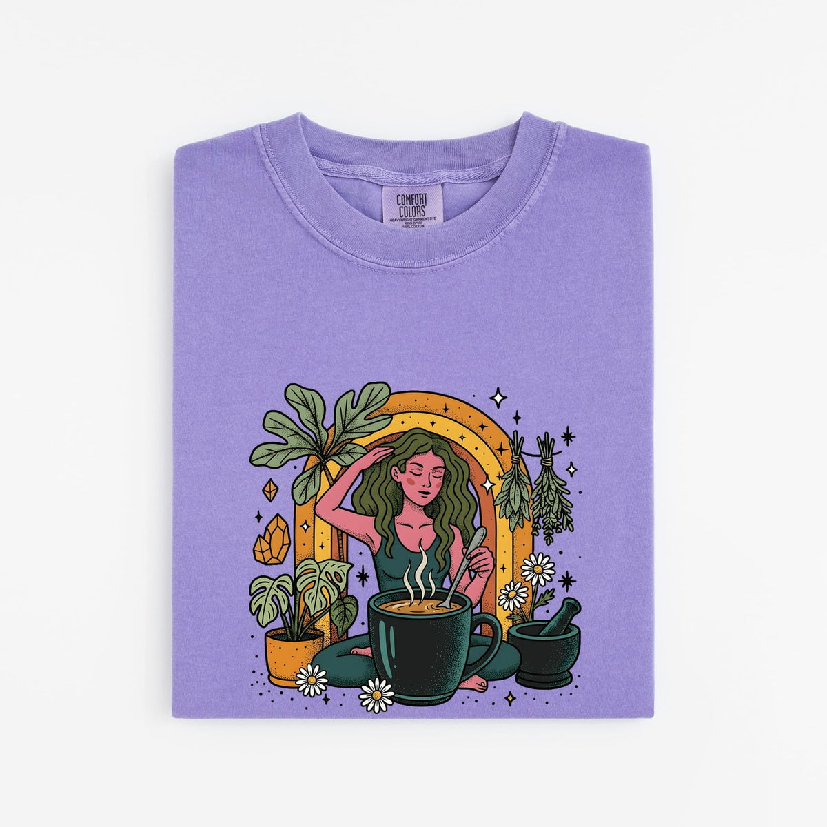 Herbal Tea Shirt, Plant Lover Tee, Boho Woman Graphic Tee