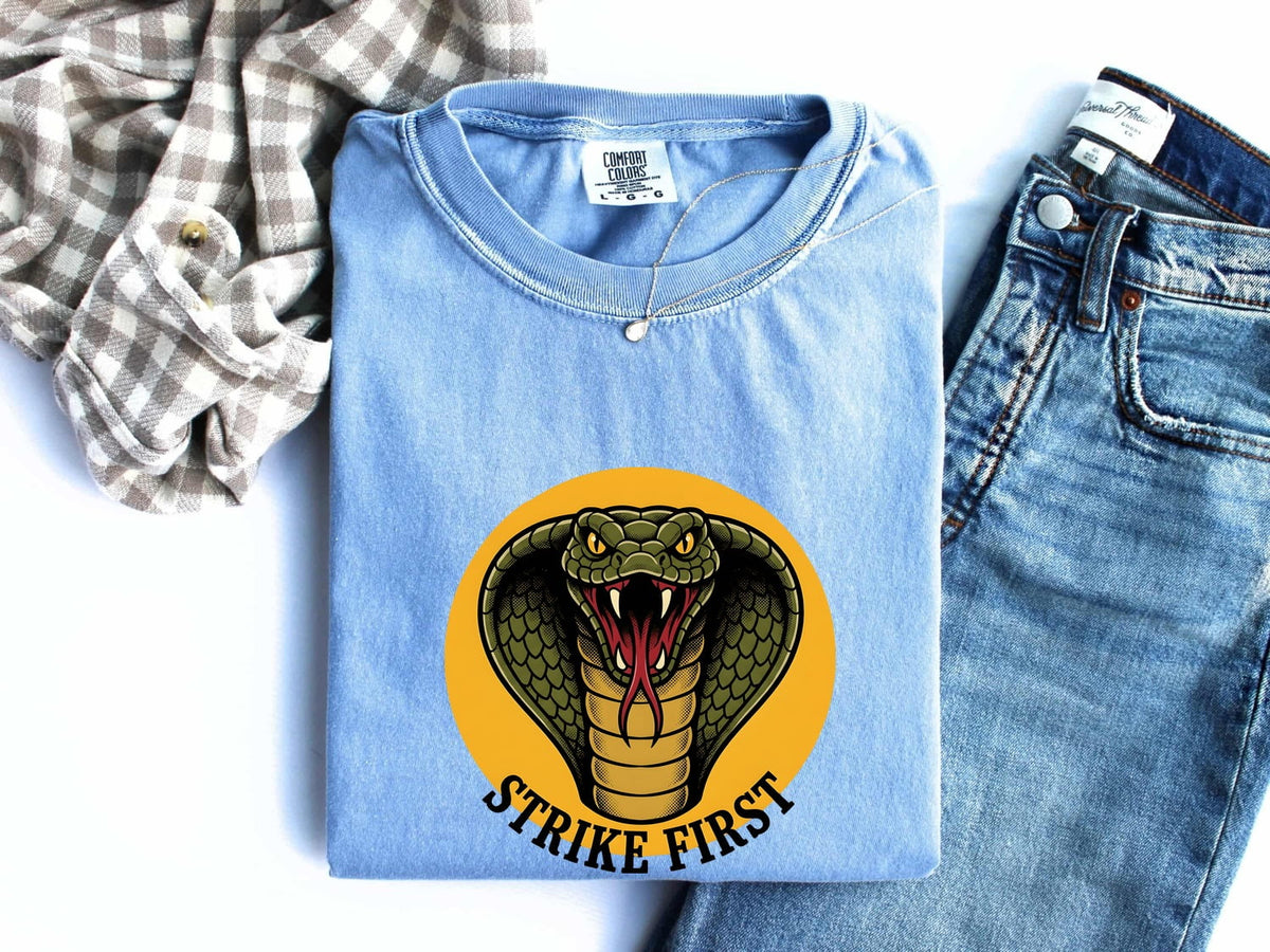King Cobra Shirt, Strike First Snake Tee, Reptile Lover Gift