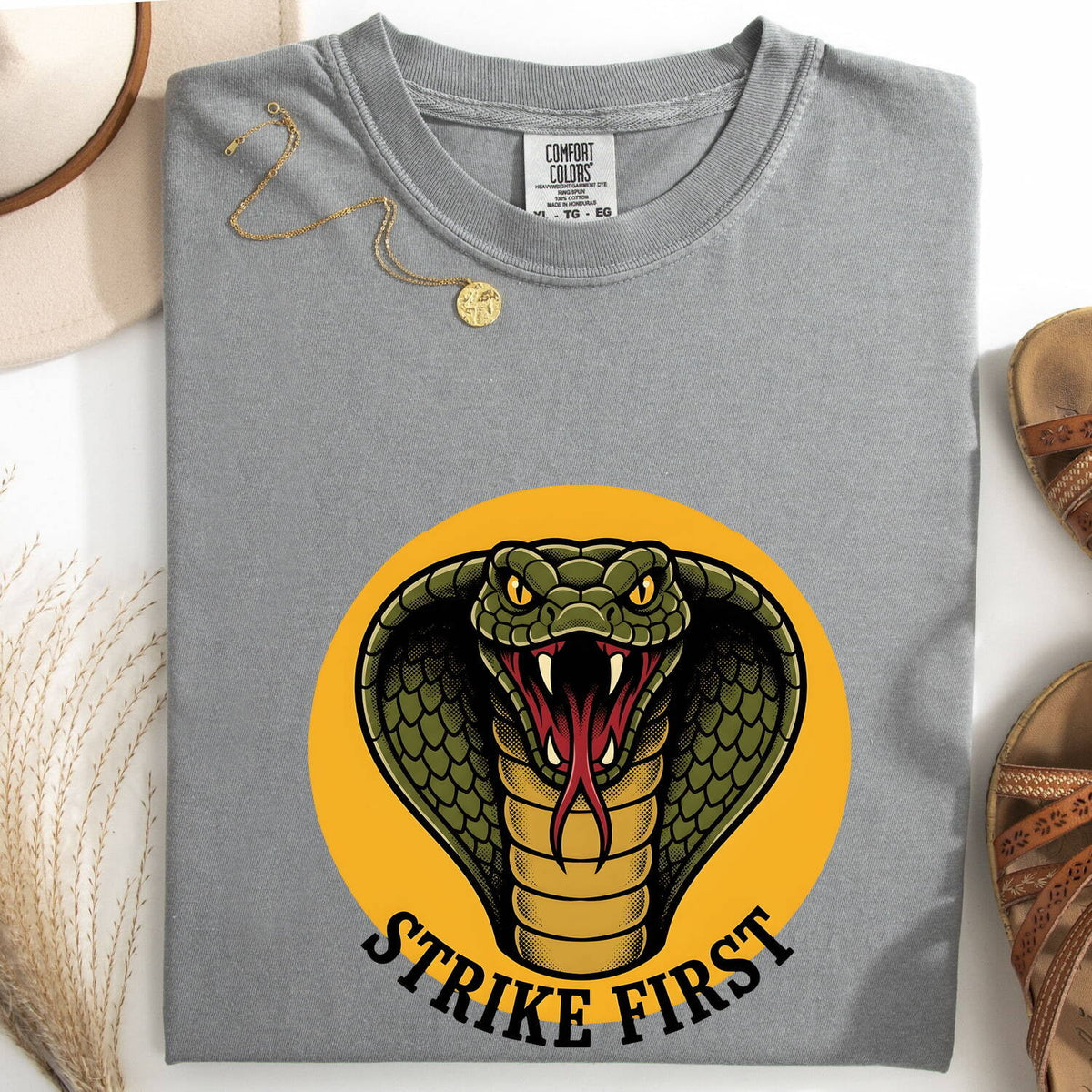 King Cobra Shirt, Strike First Snake Tee, Reptile Lover Gift