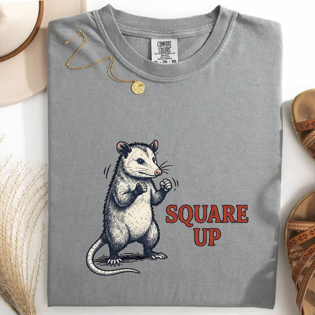 Square Up Possum Shirt, Funny Opossum Tee, Sarcastic Animal Graphic Tee