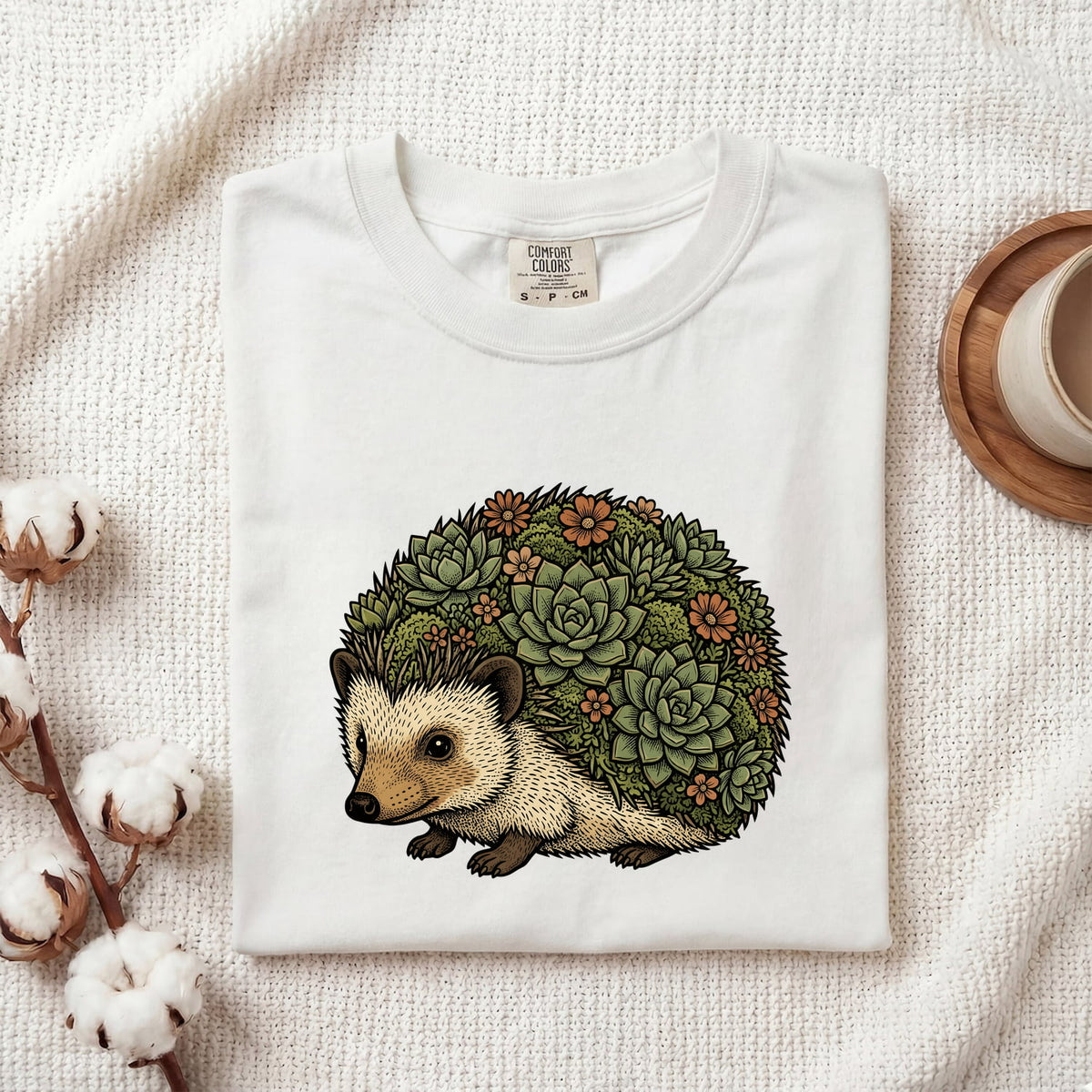 Hedgehog Succulent Shirt, Cute Hedgehog Tee, Plant Lover Graphic Tee