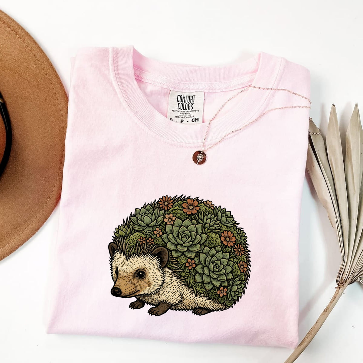 Hedgehog Succulent Shirt, Cute Hedgehog Tee, Plant Lover Graphic Tee