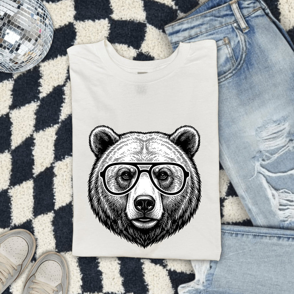 Funny Bear With Glasses Shirt, Hipster Bear Tee, Bear Lover Gift