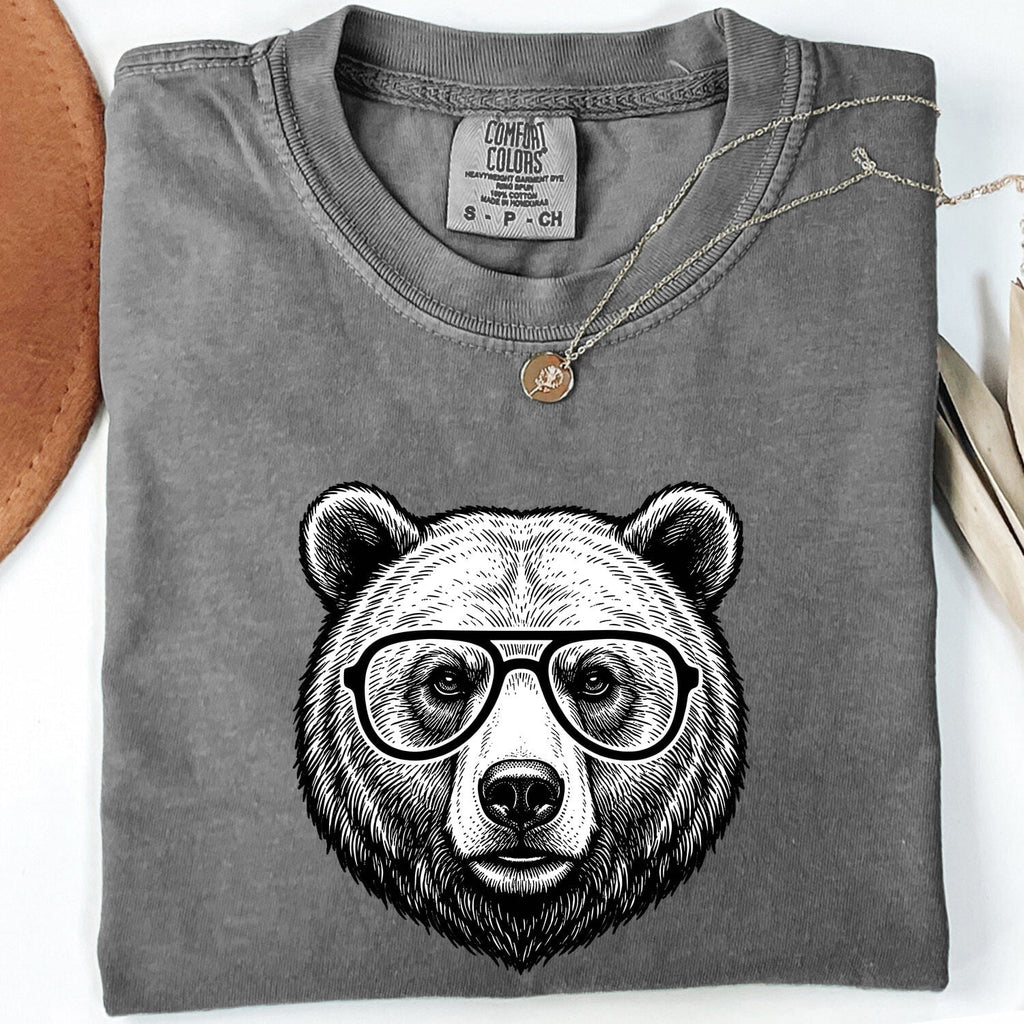 Funny Bear With Glasses Shirt, Hipster Bear Tee, Bear Lover Gift