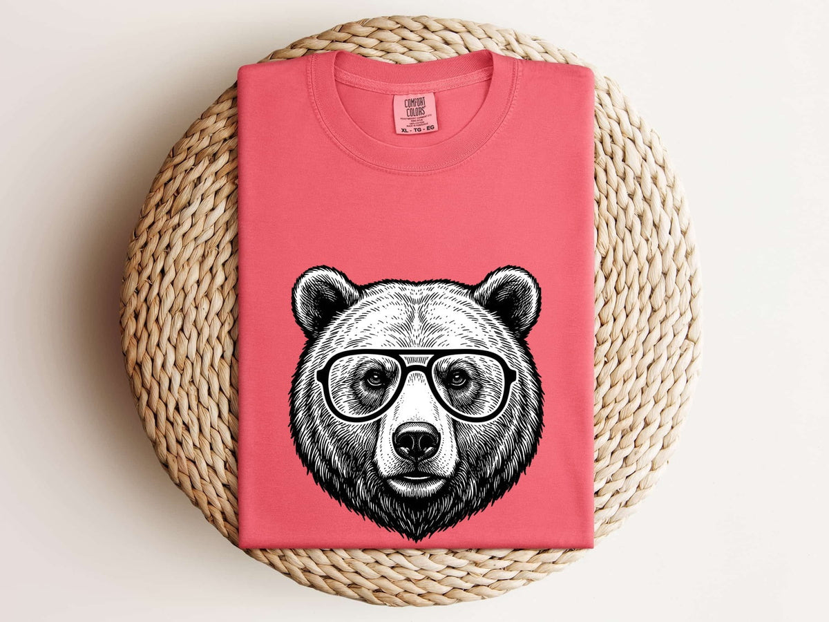 Funny Bear With Glasses Shirt, Hipster Bear Tee, Bear Lover Gift