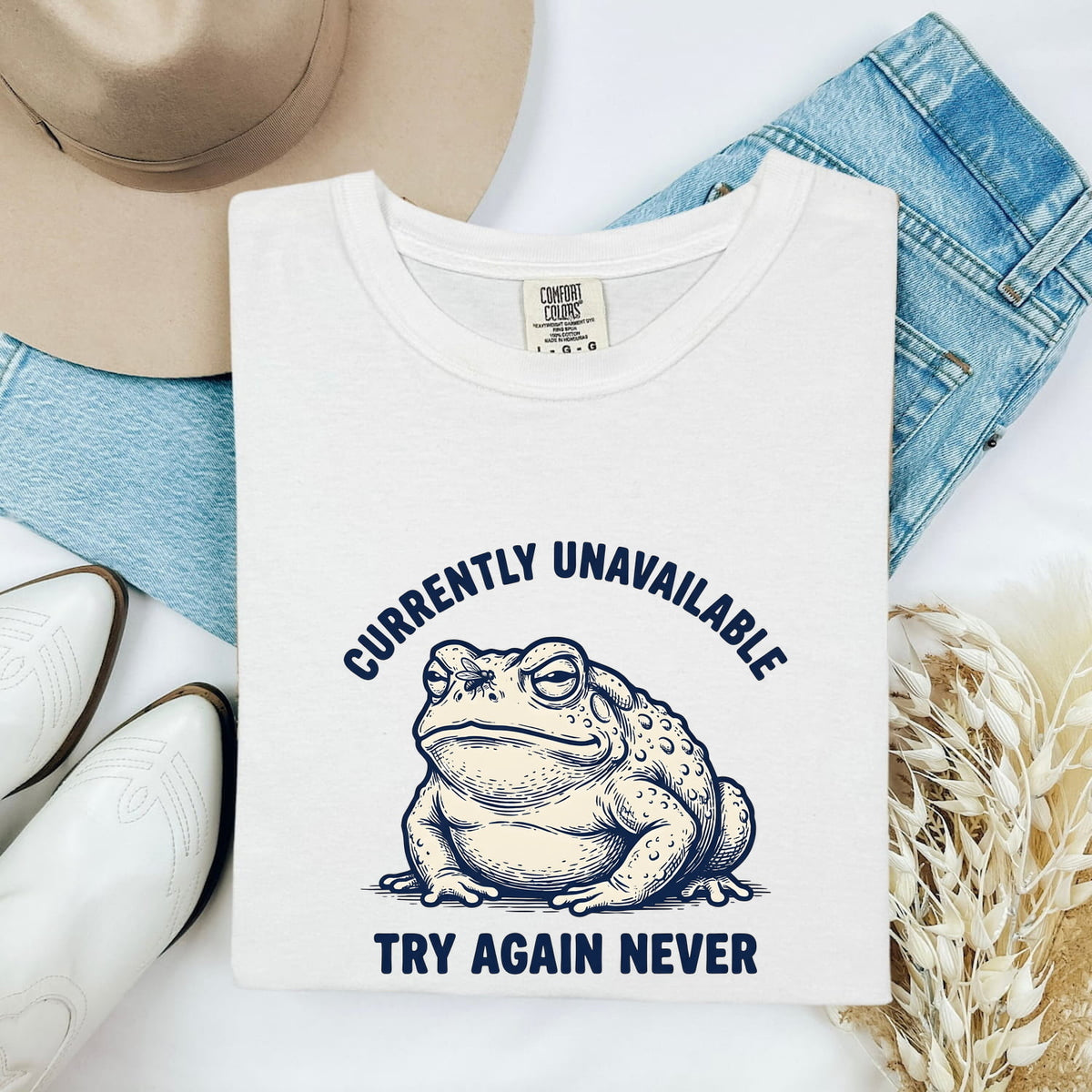 Currently Unavailable Shirt, Try Again Never Tee, Funny Frog Shirt