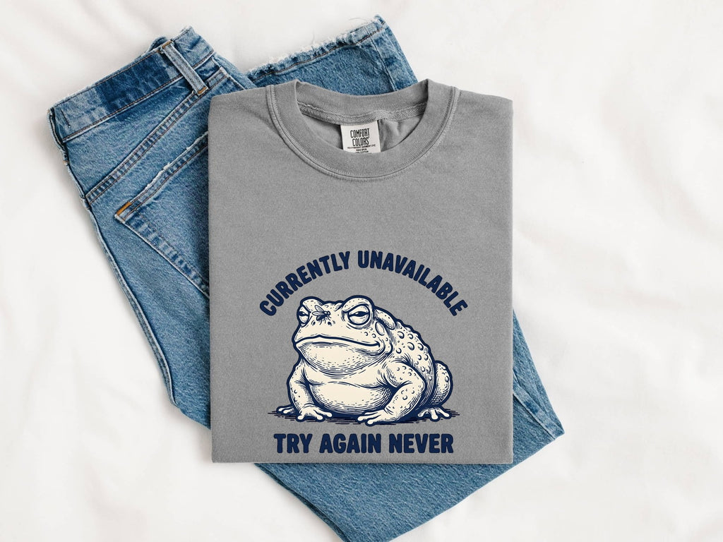 Currently Unavailable Shirt, Try Again Never Tee, Funny Frog Shirt