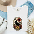 Black Cat Shirt, Floral Cat Tee, Gothic Cat Graphic Tee