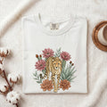 Leopard Floral Shirt, Botanical Leopard Tee, Wildflower Animal Graphic Tee
