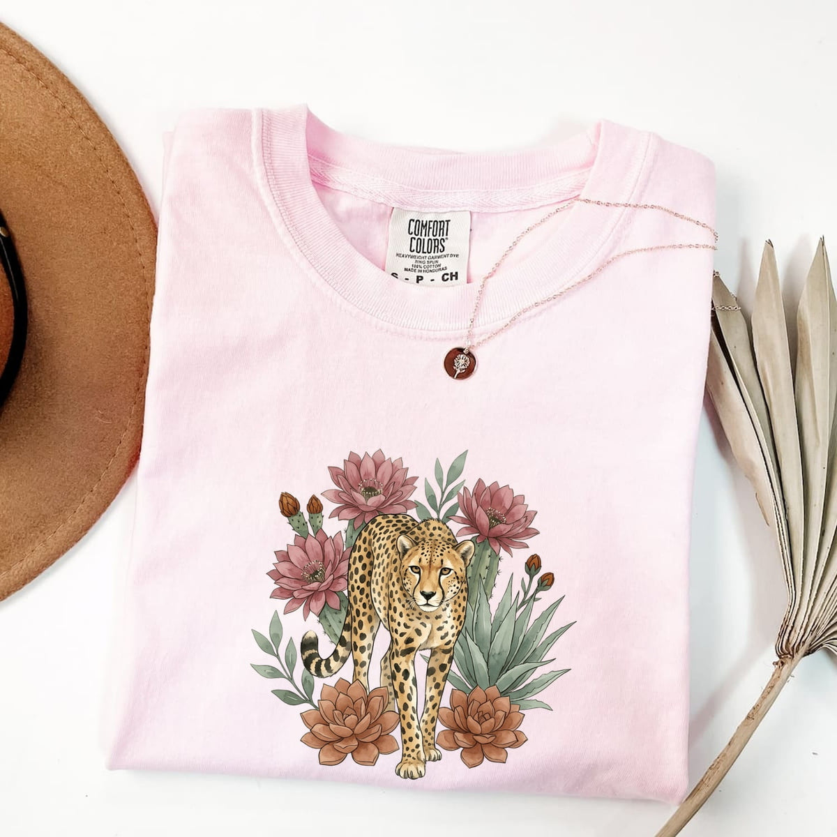 Leopard Floral Shirt, Botanical Leopard Tee, Wildflower Animal Graphic Tee