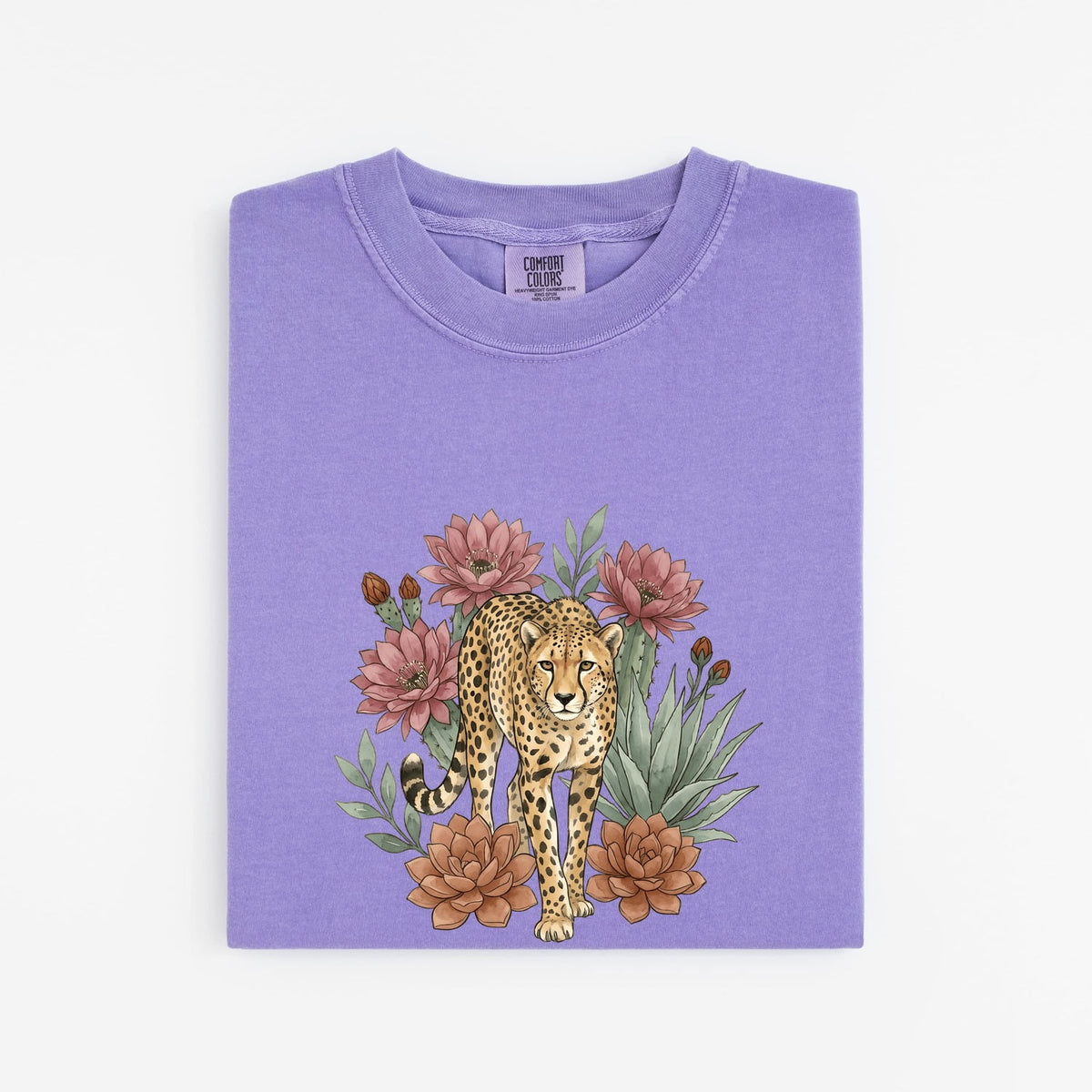 Leopard Floral Shirt, Botanical Leopard Tee, Wildflower Animal Graphic Tee